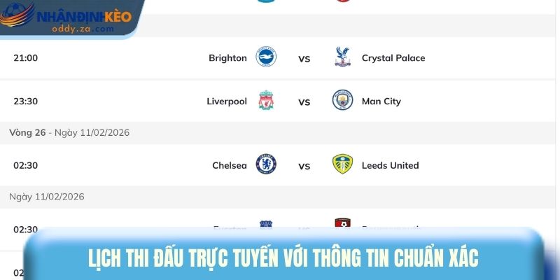 Lịch Thi Đấu Bóng Đá 1 Lịch thi đấu trực tuyến với thông tin chuẩn xác