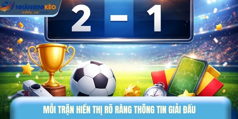 Kết Quả Bóng Đá 1 Mỗi trận hiển thị rõ ràng thông tin giải đấu